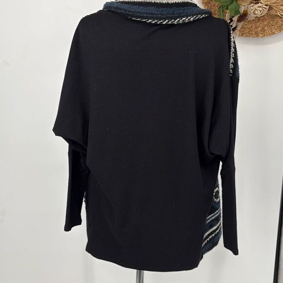 Anthropologie Dolan blue and black southwestern knit open front Aztec cardigan j - Picture 4 of 14